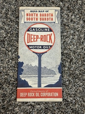 1942 Deep Rock Road Map: North Dakota South Dakota USED