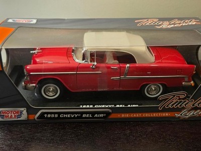 Top-Pick | 1955 Chevrolet Bel Air Convertible Soft Top Red 1/18 Diecast Car Mode