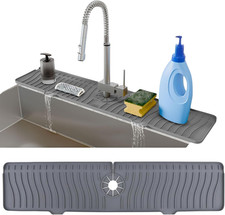 24 Inch Longer Faucet Mat for Kitchen Sink, Silicone Sink Faucet Mat Splash Guar