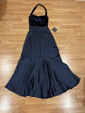 Lulus Black Velvet Gown S Sweetheart Neck Strappy Sleeveless Old Money