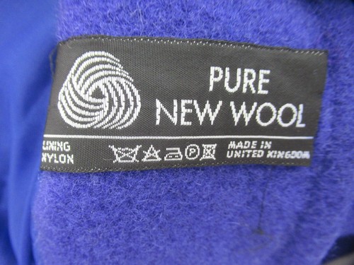 Vintage 80's Pure New Wool Ladies Long Coat Purple Royal Blue UK Large -Preloved - Picture 11 of 24