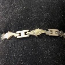 Silver Dolphin Bracelet 925 Sterling Heavy Ch...