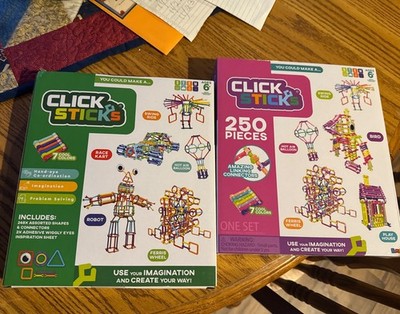 Set/2 Building Connectors Construction STEM TOYS 250 Click Sticks Ages 6+ NIB