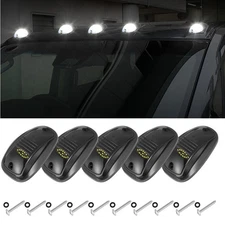 5pc Set Smoked Lens Truck Cab Roof Lights w/ White LED Bulbs For Truck SUV 4x4