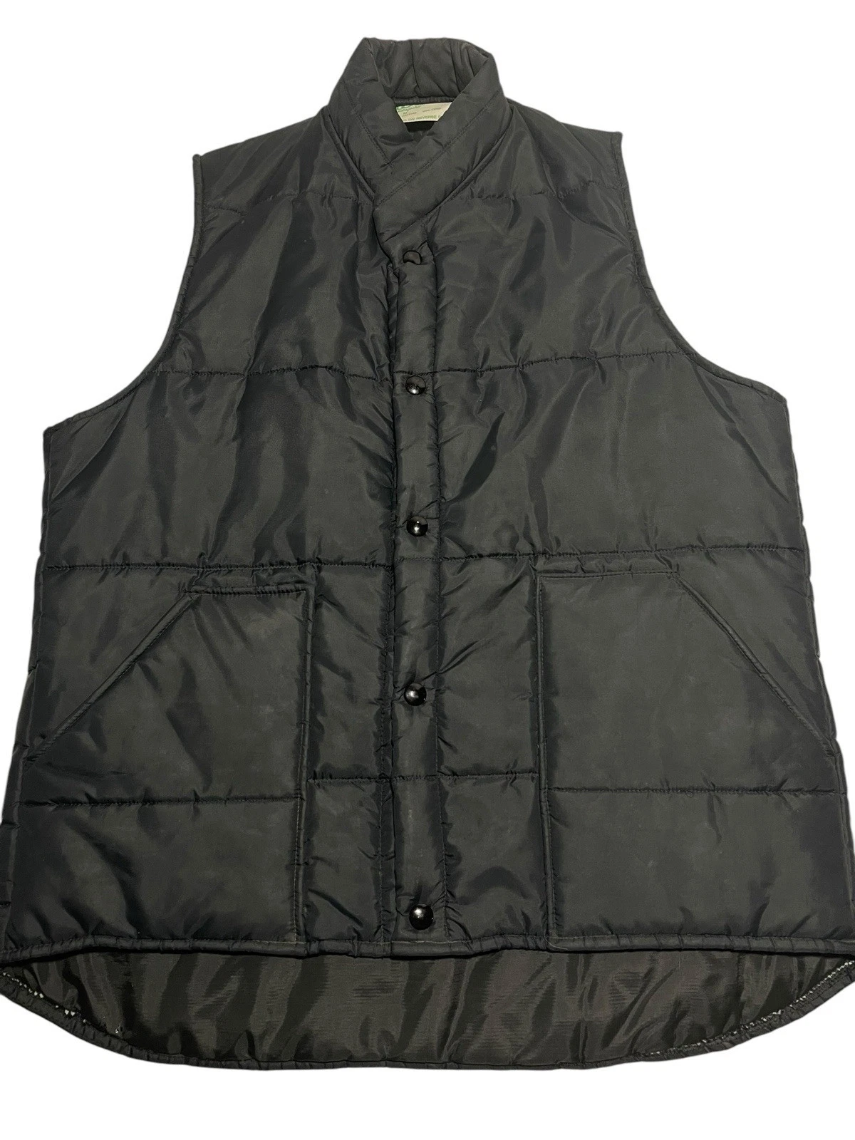 Vintage Holloway black puffer vest snaps mens Medium One Shell Of A Jacket USA