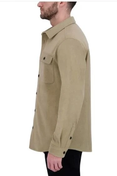 Kirkland Signature Mens Shirt Jacket Tan Shacket Pockets Stretch Heavyweight - Image 4 of 4