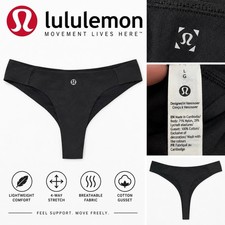 Lululemon Women  s Large Black Thong Underwear Nylon Lycra Cotton Gusset