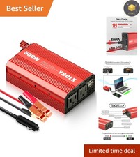 Compact 500W 12V to 110V Inverter with Fast USB Safety Features for Vehicles