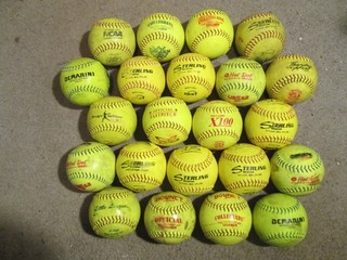 Lot of (22) Used 12" Yellow Green Softballs (#1)