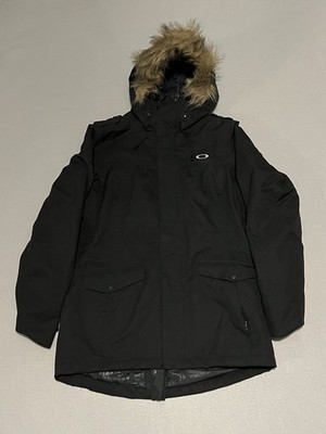 Oakley Black Pro Rider Series Snowboard Ski Parka Jacket Fur Hood Men s Size M