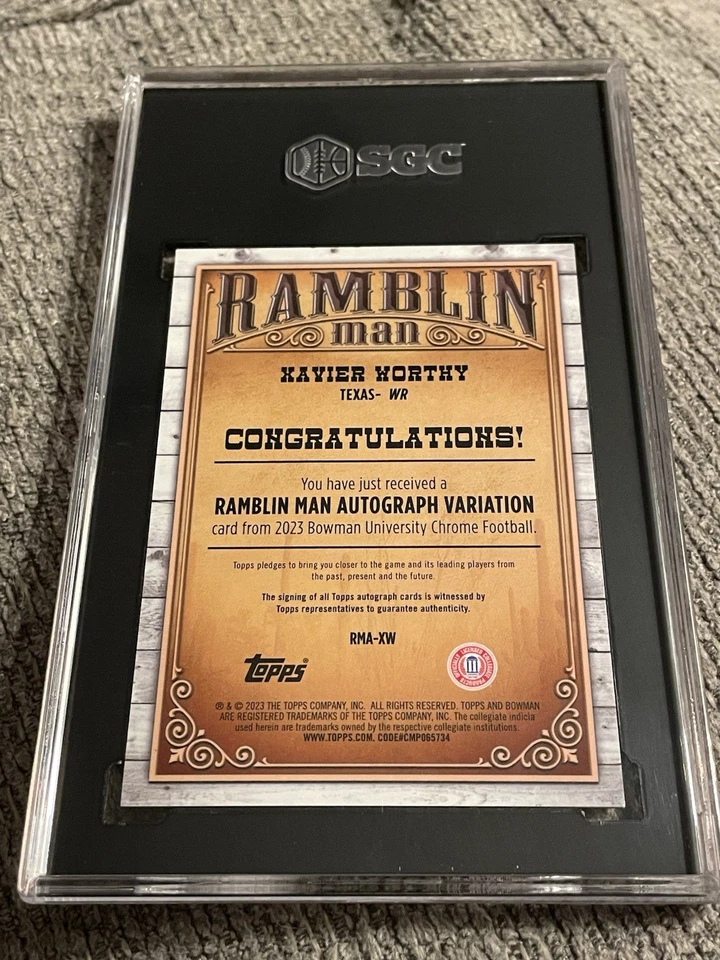 2023 Bowman U Chrome Xavier Worthy Auto Gold Lava Refractor #/50 SGC 9.5/10 - Image 3 of 3