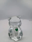 Fenton Sitting Birthday Bear Clear with Green Heart May Birth Stone