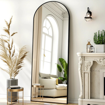 64''X 21'' Arched Full Length Mirror Full Body Floor Mirrors, Black