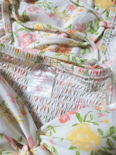 NWT Babydoll Floral Print Smocked Waist Built-in Bra Minidress L Boho Festival - Picture 4 of 5