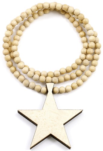 Nuevo Collar Estrella Buen Estilo Madera Colgante con Cadena de Cuentas de Madera de 36 Pulgadas - Imagen 9 de 9