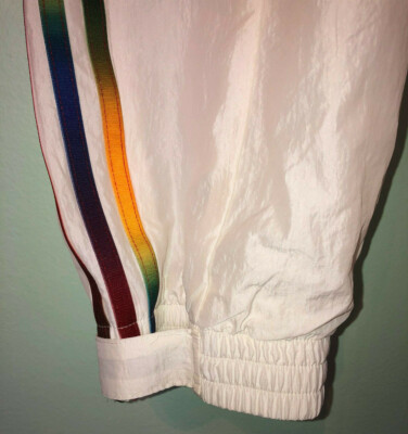 Adidas Paolina Russo Track Pants Cream with Rainbow Stripes, Large