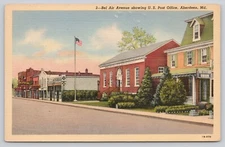 Aberdeen Maryland Bel Air Avenue U.S. Post Office Linen Postcard Unposted