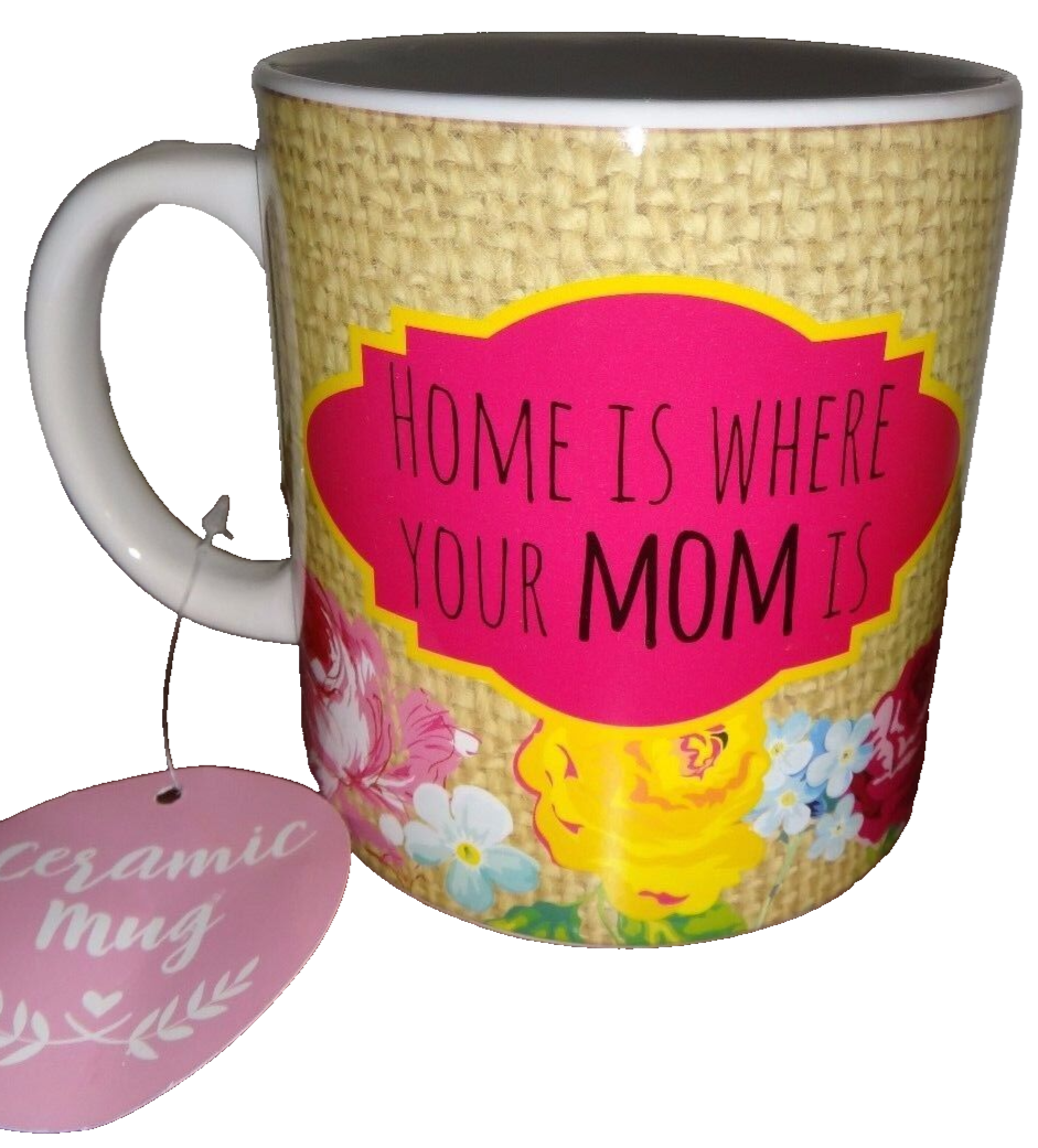 TMD Holdings Ceramic Pottery Coffee Mug 22 oz Tea Cup HOME IS WHERE YOUR  MOM IS