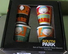 South Park 2oz Shot Glass Set 4 - 2014  Kenny  (2) Kyle  Cartman Original Box