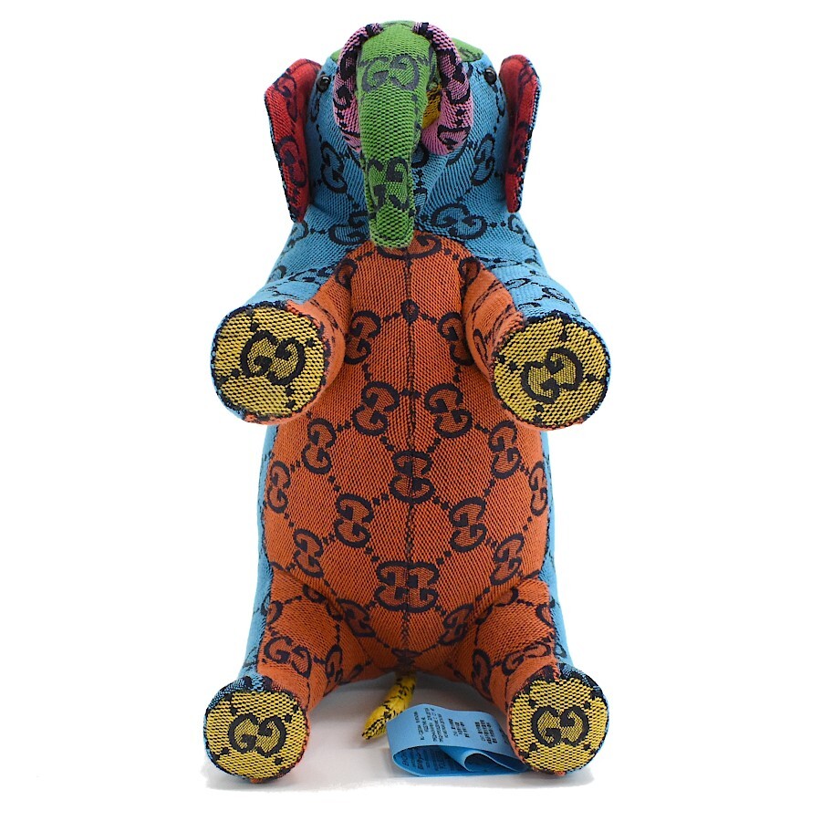 GUCCI 670236 Decorative elephant plush toy in GG canvas