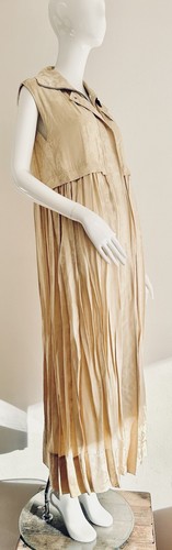 GOLDEN GOOSE Shirt Maxi Dress Sand Beige Clay Floral Brocade Viscose Zip Size M - 第 5/24 張圖片