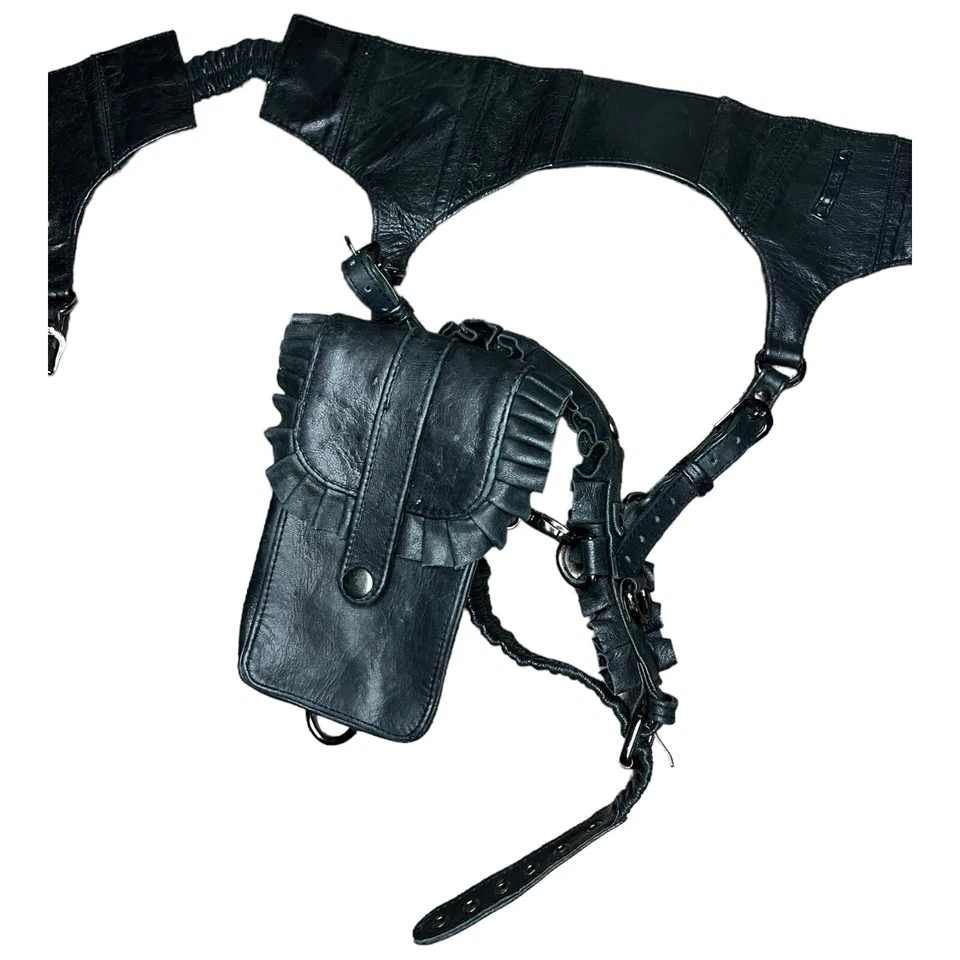 RITUAL CANARY Cuero Volantes GARTER FUNDA Extraíble Cinturón Talla L Foto 3 de 4