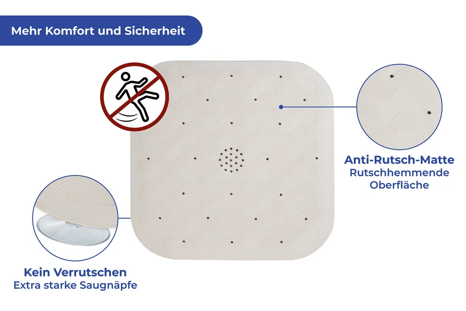 Maximex Duscheinlage Mod. Natur-Kautschuk Beige, mit Saugnäpfen auf der Untersei - Bild 3 von 4