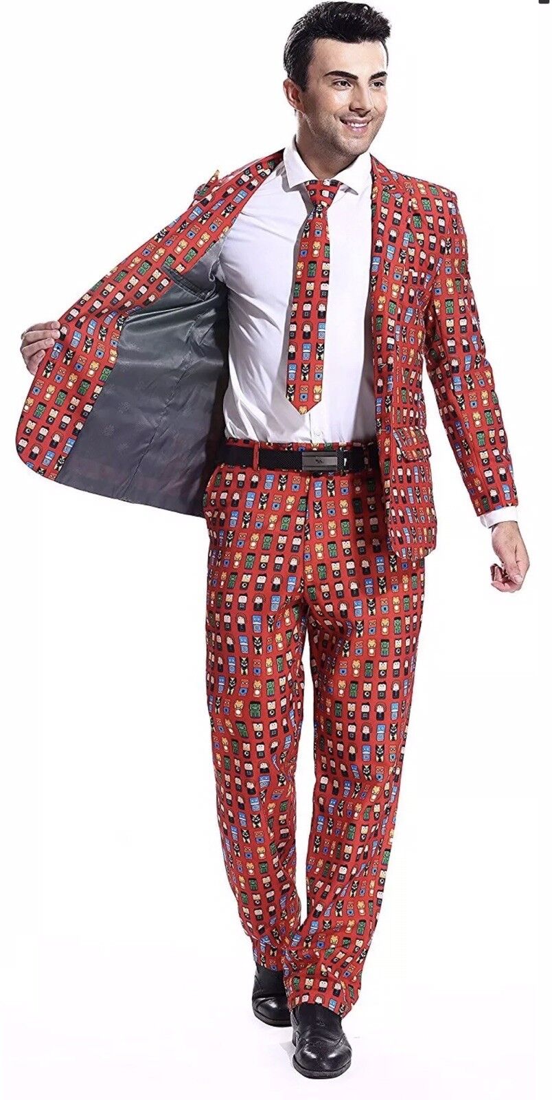 U LOOK UGLY TODAY Mens Bachelor Party Suit Funny Costume Novelty Xmas Jacket with Tie