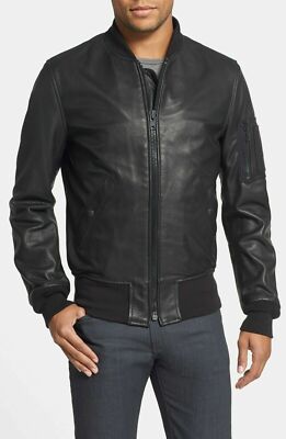 SCHOTT NYC 'MA-1' Slim Fit Leather Jacket Sz XL