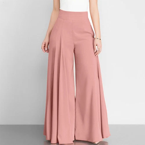 Pantalones Palazzo para mujer con cremallera cintura alta culottes sueltos acampanados pantalones de pierna ancha - Imagen 6 de 27