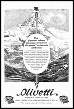 PUBBLICITA' 1925 OLIVETTI M 20 IVREA MACCHINA DA SCRIVERE CIMA EVEREST MULLER
