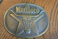 Vintage Marlboro Philip Morris Belt Buckle Solid Brass 1987 FREE US SHIP