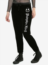 NIGHTMARE BEFORE CHRISTMAS PUMPKIN KING BLACK VELOUR JOGGER Lounge PANTS Small
