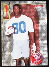 1996 Fleer Eric Moulds NFL Football Card #171 Rookie RC Buffalo Bills Football. rookie card picture