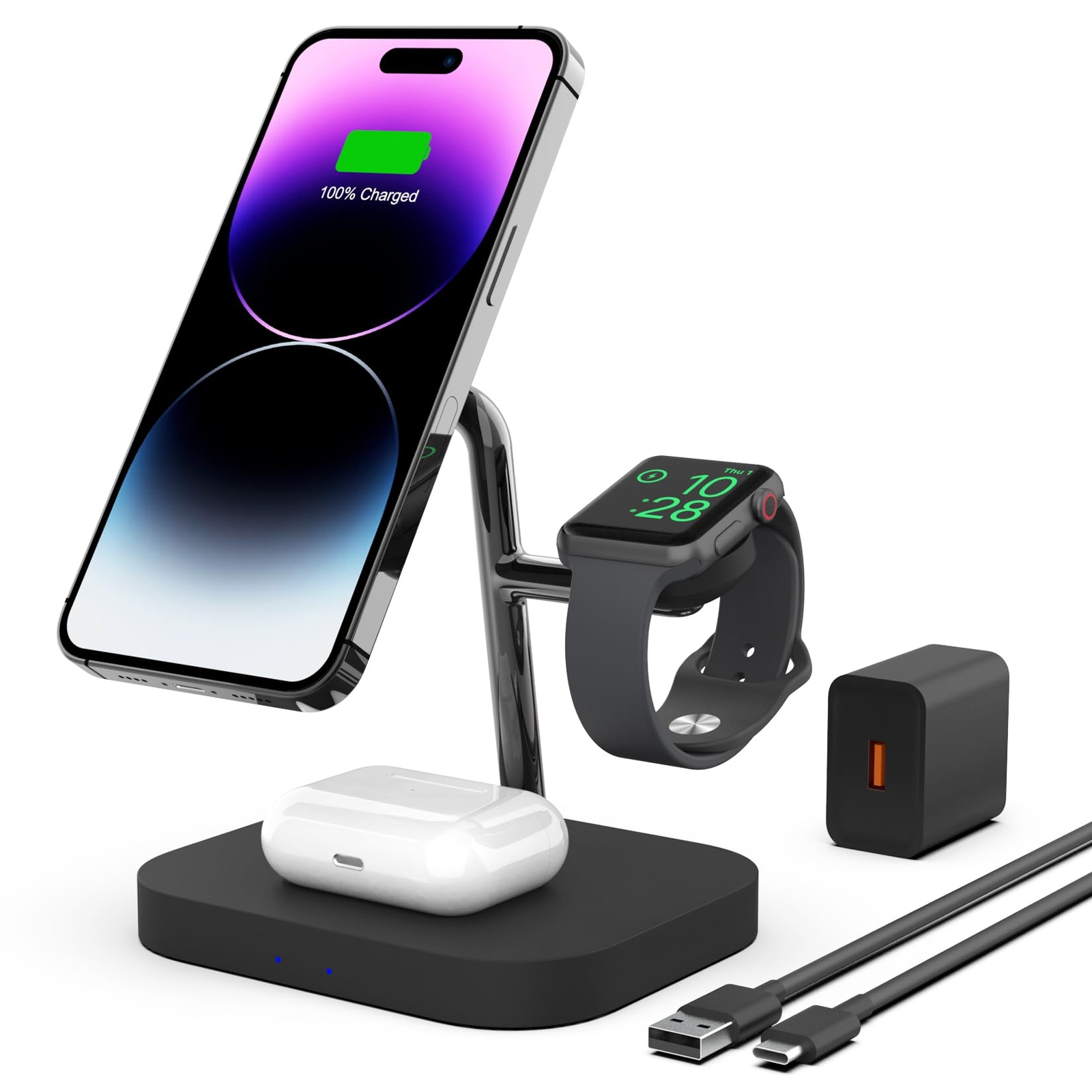 Wireless Charger Boaraino Magnetic 3 in 1 Wireless Charging Station Compatibl...