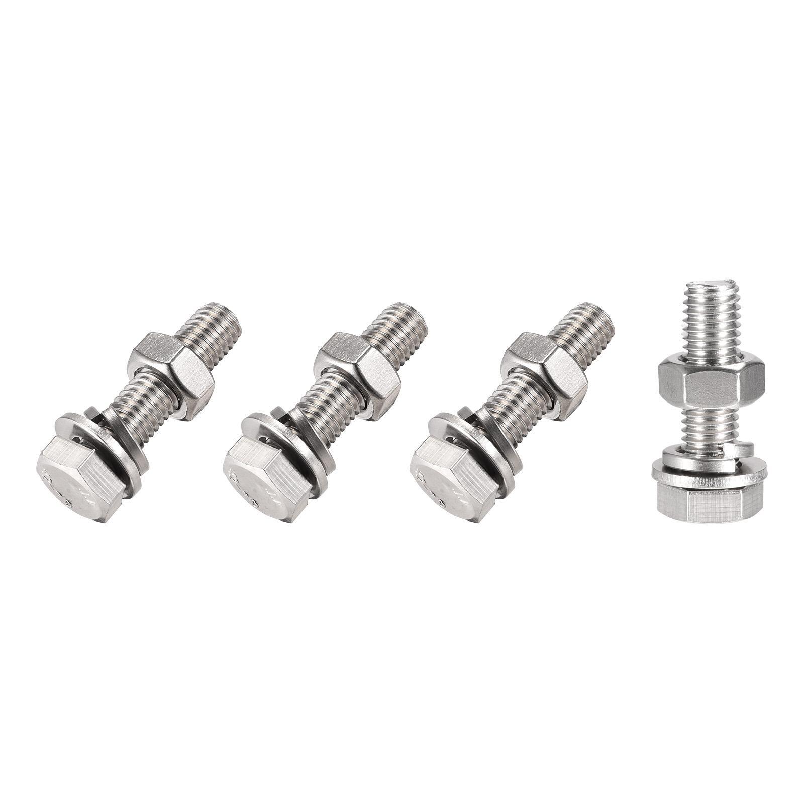 Hex Head Screws Bolts, Nuts, Flat & Lock Washers Kits (M10x40mm) 4Sets