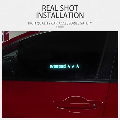 WANTED 5 STARS Window Sticker JDM Glow Panel Interior Car Light RGB Car Decal - Video 1 of 1