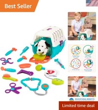 15-Piece Veterinarian Toy Set with Plush Dalmatian  Carrying Case for Toddlers