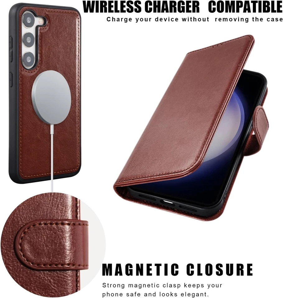 Compatible con Funda Cartera Samsung Galaxy S23 - Desmontable Abatible Folio Cuero (B) Foto 4 de 4