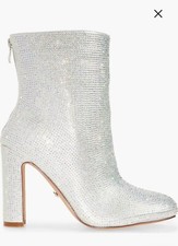 Women's Silver Sparkle Rhinestone Ankle Boot Size 8 Swift Bling