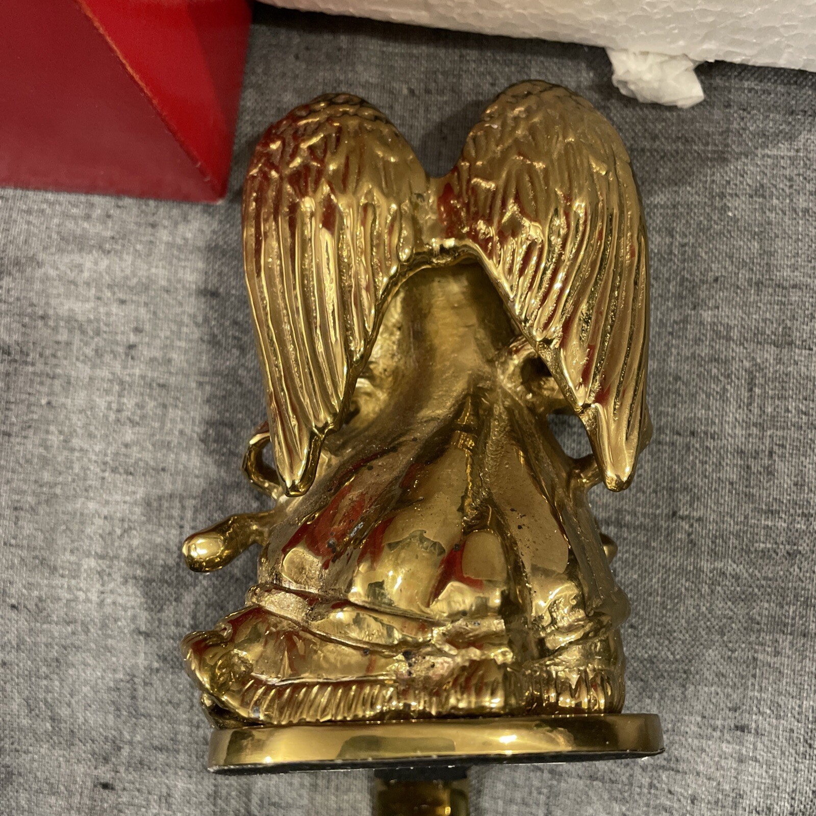 Brass Angel Stocking Hanger Holder Ornate in Box Vintage 3D Herald eBay