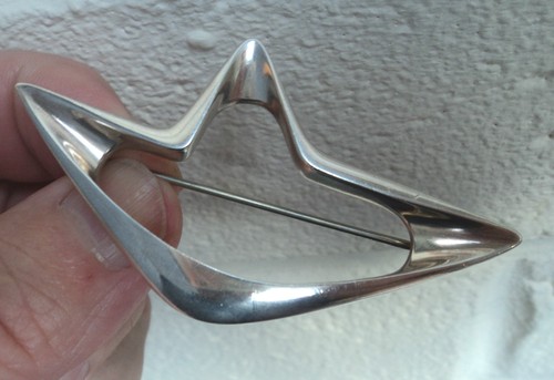 Georg Jensen Argent Broche Danois Sterling Abstrait N°376 Danemark C.1970s - Photo 2 sur 12