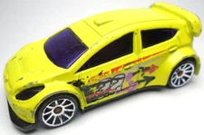 2012 HOT WHEELS '12 FORD FIESTA #22 YELLOW 1:64 DIECAST 2 1/2" RACE CAR W/ RED