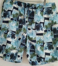 Paradise Collection men Swim Trunks Board Shorts Size XXL Blue Tropical Lined