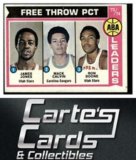James Jones | Mack Calvin | Ron Boone 1974--75 Topps #210 ABA Free Throw Leaders