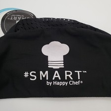Happy Chef Cook Cool SMART Chef Hat Black Mesh Top Adjustable Kitchen Cap NWT