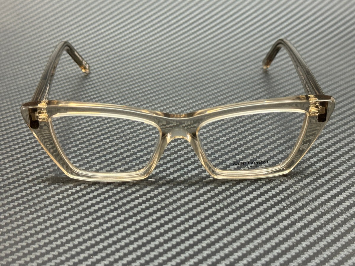 Saint Laurent Half Moon Acetate Clear Frame Olive Lens Saint Laurent Logo Round Half-Moon Acetate Sunglasses  main image 3