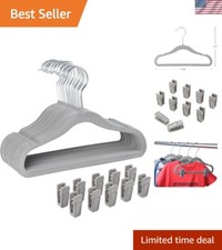 30-Pack Non-Slip Velvet Baby Clothes Hangers with Clips - Gray Durable Solution