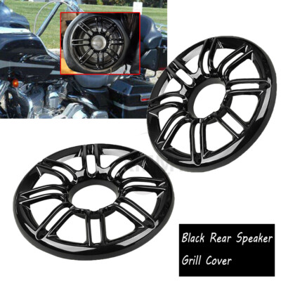 Black 3D Rear Speaker Grill Cover For Harley Touring Electra Street Road Glide