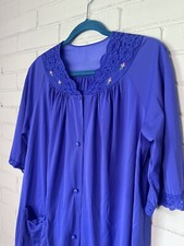Shadowline Blue NightGown Flower Petal Embroidery Flutter Sleeves Size M